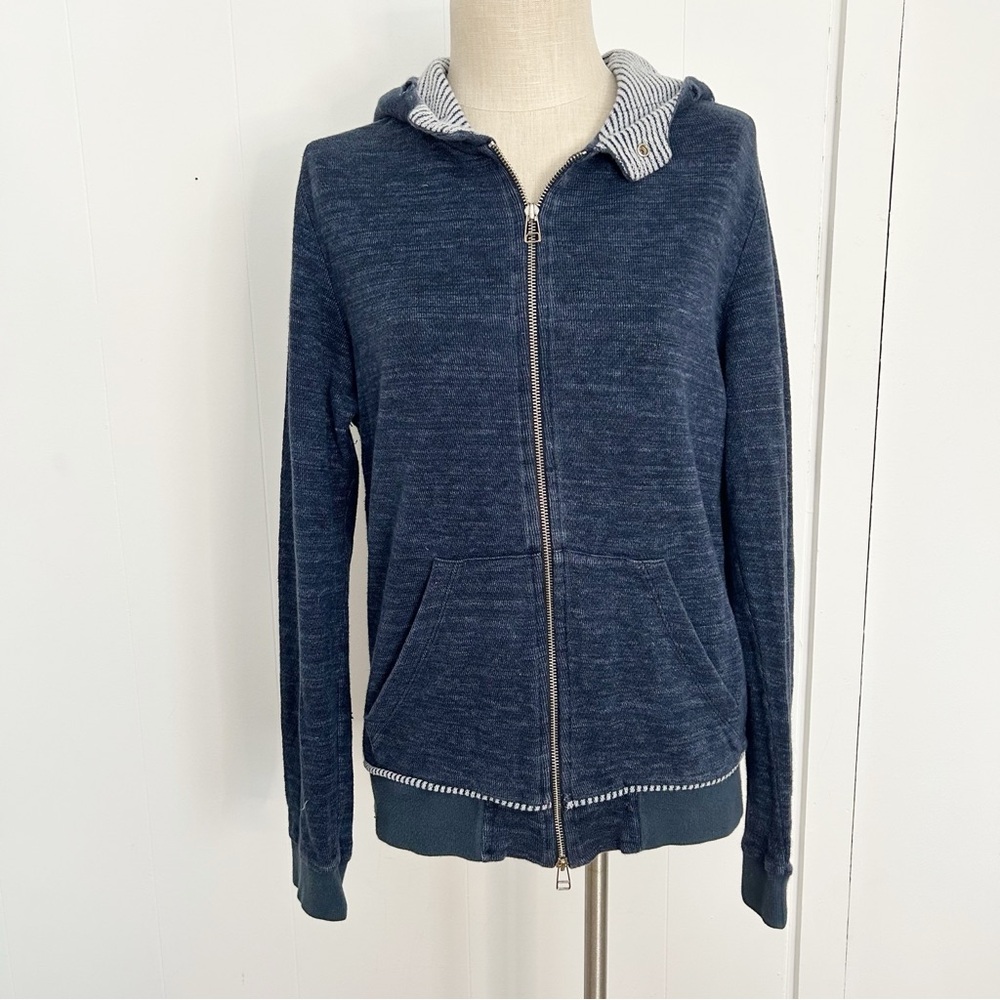 Solid & Striped Blue Heather Zip Up Cotton Hoodie